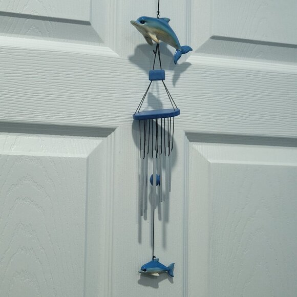 Blue Dolphin Acrylic Metal Hanging Wind Chimes - Picture 9 of 12
